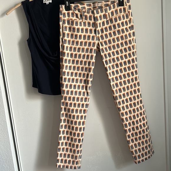 Tory Burch Women’s Abstract Plaid Denim Cropped Skinny Jean Pants - Picture 8 of 8